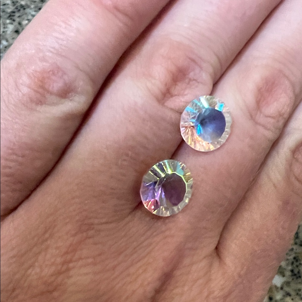 Set 2pcs Iridescent Rainbow Aurora Unicorn Round Unidentified Loose Gemstones - Picture 5 of 17